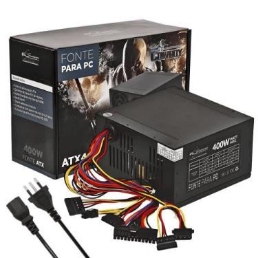 Imagem de Fonte ATX 400W para PCs Gamer 400W de Potência, Proteção e Ventilador 