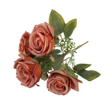 Imagem de Flor Artificial Buquê com 5 Rosas 30cm para Vasos e Ambientes Carmella