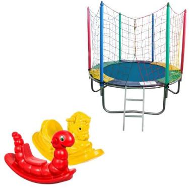 Imagem de Diversão em Dobro Cama Elástica 1,83m 2x Gangorras 1 Lugar - Rotoplay 