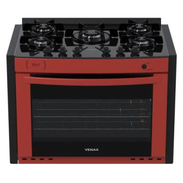 Imagem de Fogao a Gas de Embutir 5 Bocas Venax Gaudi Prisma Vitreo Vermelho, Ver