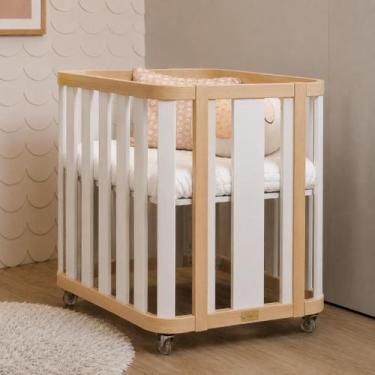 Imagem de Mini Berço com Mini Colchão Moisés  Branco com Carvalho Malva - Quater