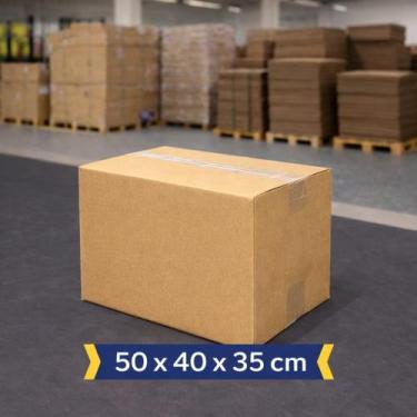 Imagem de Caixa de Papelão Grande 50x40x35 cm - Nova, Resistente, Ideal para Mud