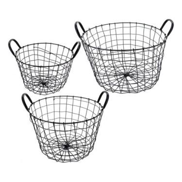 Imagem de Cesta Wire Home&Co 37X22cm Metal Preto 3pçs Organizador Multiuso para 