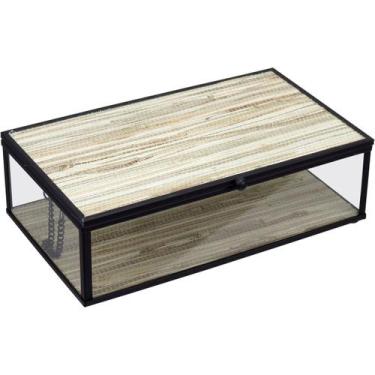 Imagem de Porta-Joias Home&Co 6x12x21cm Vidro Bege Enfeite Decorativo para Sala 