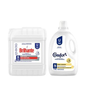 Imagem de Kit Lava Roupas Sem Perfume 7L Brilhante + Amaciante Comfort Puro Cuid