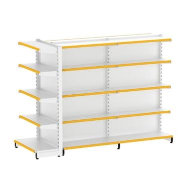 Imagem de Gôndola EA501 Prateleira Dupla Face Sistema de Montagem sem Parafusos Branco Elite Aço