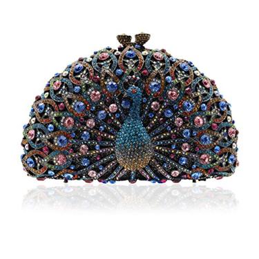 Imagem de Mossmon Bolsa de noite feminina de luxo com strass, Preto, Medium