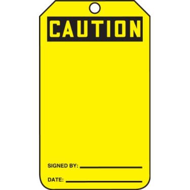 Imagem de Accuform Placa de segurança Signs MDT612CTP, legenda "Caution (em branco)", 14,6 cm de comprimento x 8,3 cm de largura x 0 cm de espessura, cartolina PF, preto sobre amarelo (pacote com 25)