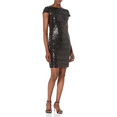 Imagem de Calvin Klein Vestido feminino de manga curta com lantejoulas, Preto/prata, 36