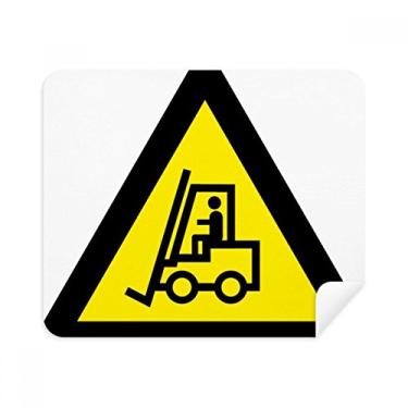 Imagem de Símbolo de aviso empilhadeira amarelo preto pano de limpeza triângulo limpador de tela 2 peças tecido de camurça