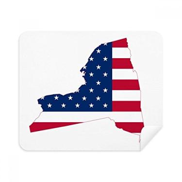 Imagem de New York USA Mapa Estrelas Listras Bandeira Forma Pano de Limpeza de Tela Limpador de Tela 2 Peças Tecido de Camurça