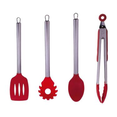 Imagem de Kit Silicone Colher, Colher p/ Espaguete, Espátula e Pegador