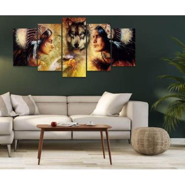 Imagem de Quadro Decorativo Sala Quarto Escritório Animais e Índios