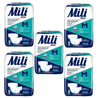 Imagem de Fralda Geriátrica Adulto Mili Vita Tam M 5 Pacotes Com 9 Fraldas