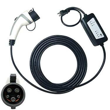 Imagem de Carregador EV portátil para veículos elétricos domésticos carregador inteligente até 16A 110-240V 5m/4 pés Ev estação de carregamento IP65 à prova d'água carga mais rápida para J1772 Evs, branco, 5 m