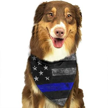 Imagem de Fina linha azul bandeira dos EUA coleiras bandana triangular lenços acessórios para animais de estimação gatos e filhotes toalha de saliva, Branco, One Size