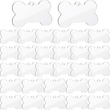 Imagem de 30 peças de chaveiros de acrílico em branco transparente em acrílico para projetos de acessórios de vinil, about 2.4 x 1.2 inch, Acrílico, Sem pedras preciosas,