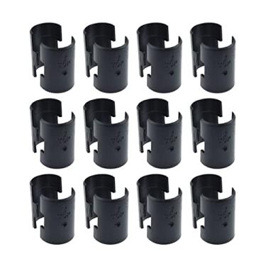 Imagem de Aifeier ET Clipes de trava de prateleira de arame de plástico, braçadeira de prateleira, acessório de prateleira, para madeira, metal, tubo, prateleira, poste, preto, 2,5 cm (25 mm), 12 conjuntos