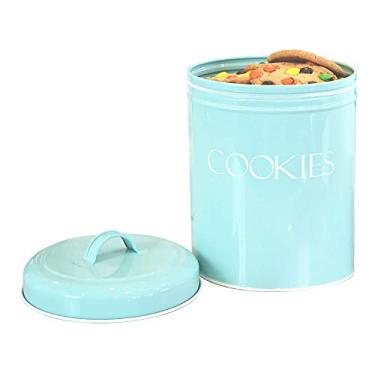Imagem de OUTSHINE Potes de biscoito para balcão de cozinha | Pote de biscoito de menta com tampas herméticas | Recipiente de metal vintage | Pote de biscoito doce para bancada