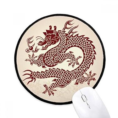 Imagem de DIYthinker Mouse pad retrato animal dragão chinês desktop escritório tapete redondo para computador