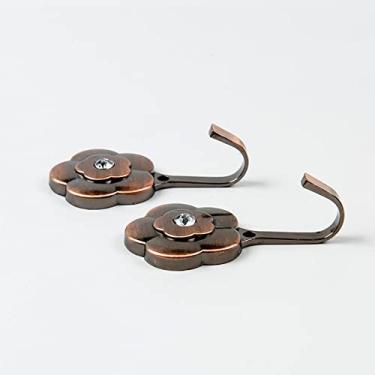 Imagem de Suportes de cortina Decoração de janela simples liga de zinco flor de ameixa gancho de cortina gancho de parede acessórios de metal de cortina, bronze, 2 PCS