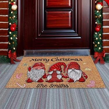 Imagem de Tapetes de Natal Gnome Capacho, capacho de piso de boas-vindas de Natal, tapete de banho de inverno antiderrapante e lavável, enfeites de tapete de porta de Papai Noel para casa, entrada, chão