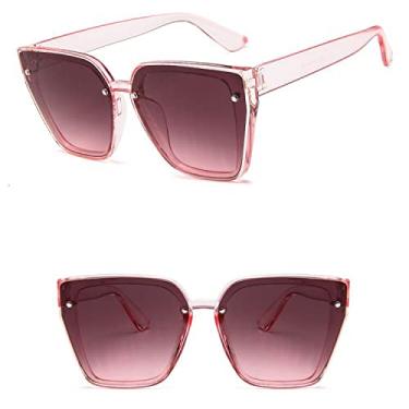 Imagem de Óculos de sol quadrado feminino vintage oversized design olho de gato óculos de sol feminino oceano cor gradiente cateye oculos de sol, 8, tamanho único