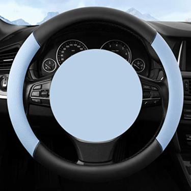 Imagem de Lyqfff Para BMW E46 325i X5 E53 E39, capa de volante de carro 38 cm couro PU protetor de volante de carro universal 38 cm