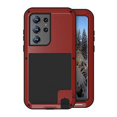 Imagem de KVIBEO Capa para Samsung Galaxy S23 Ultra/S23 Plus/S23, capa à prova de choque de grau militar com câmera protetora anti-impressão digital à prova de poeira, vermelha, S23Plus