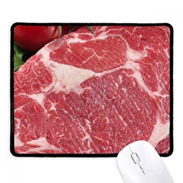 Imagem de Mousepad Apoio Mouse com Textura de Carne Crua Vermelha e Borda Costurada para Jogos