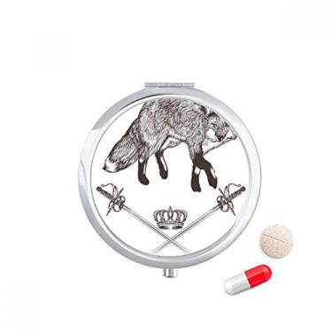 Imagem de Caixa de comprimidos com espada de raposa, coroa de animais, estilo barroco, bolso para remédios