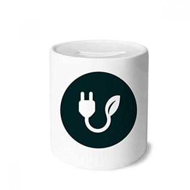 Imagem de DIYthinker Cabo de carregamento verde escuro caixa de dinheiro caixa de cerâmica porta-moedas presente de cofrinho