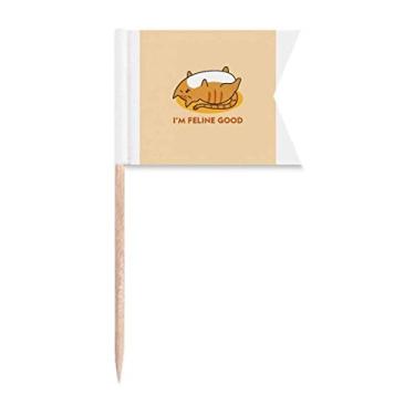 Imagem de Sinalizadores de palitos de dente com emoção para gatos com marcação de identificação para bolo de festa