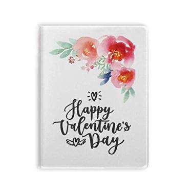 Imagem de Caderno Happy Valentine com citação de flores e pasta de goma Diário de capa macia