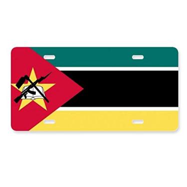 Imagem de DIYthinker Moçambique, Bandeira nacional da África, placa de licença de aço inoxidável para decoração de automóveis