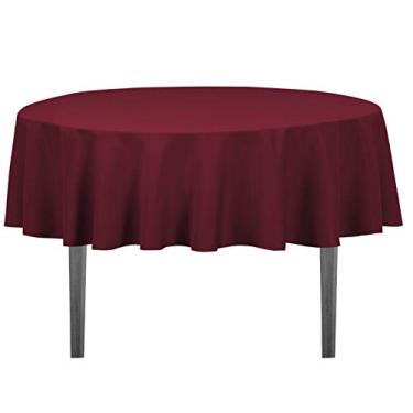 Imagem de LinenTablecloth Toalha de mesa redonda de poliéster de 178 cm vinho
