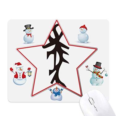 Imagem de Bone Inscription Mouse pad com personagem de sobrenome chinês Ma mas Snowman Family Star