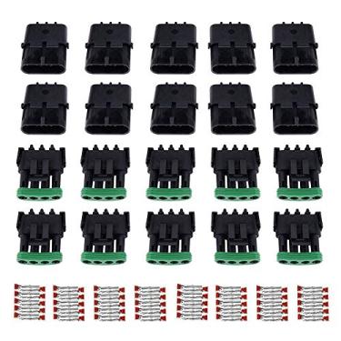 Imagem de MUYI Kit de 10 conectores elétricos de 4 pinos à prova d'água série 2,5 mm Weatherpack plugues de substituição soquetes com pinos de terminal e spudger