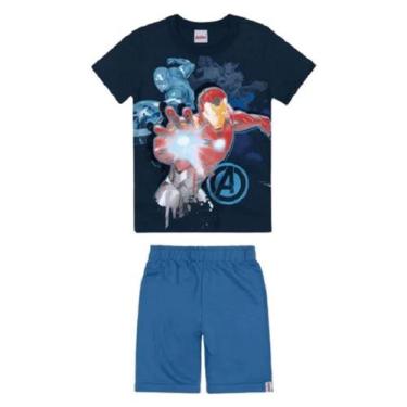 Imagem de Conjunto Homem De Ferro Marvel Camiseta E Bermuda Azul 4 Anos - Malwee