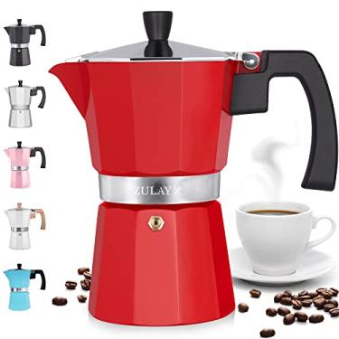 Imagem de Zulay Classic Italian Style 6 Cafeteira de café expresso estilo italiano, cafeteira para ótimo sabor, faz café delicioso, fácil de operar e limpeza rápida (vermelho)
