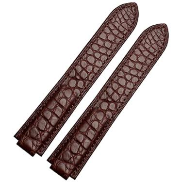 Imagem de DFAMIN Pulseira de relógio de couro de crocodilo americano adequada para pulseira de couro convexo de balão azul Cartier 18 20mm homens e mulheres preto (cor: marrom sem fivela, tamanho: 20-12mm)