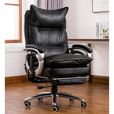 Imagem de Cadeira executiva comercial ergonômica de couro colado com encosto alto, cadeira de mesa ergonômica de computador de 300 lbs com suporte lombar ajustável cadeira executiva giratória de couro para
