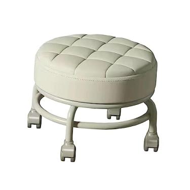 Imagem de Banco de rolo giratório de 360°, rodízios giratórios universais, baixo ruído, resistente, polia pequena, banco de, assento para, bege