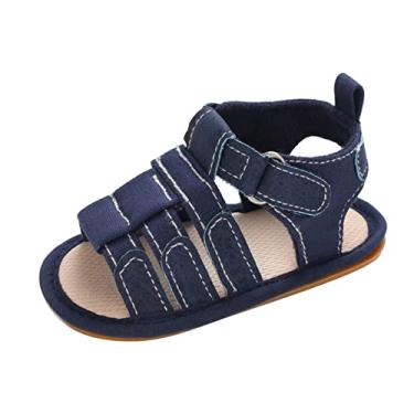 Imagem de Sandália para meninos e meninas primavera e verão infantil sapatos infantis meninos e meninas sandálias planas para meninos sapatos de interior, Azul, 6-12 Meses