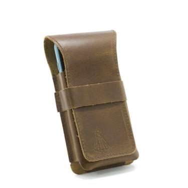 Imagem de Bainha Capa Couro Protetora Celular Smartphone Nossa Senhora De Aparecida Passador Para Cinto