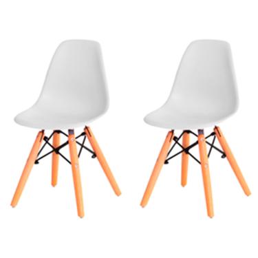 Imagem de Kit com 2 Cadeira Flórida Kids Com Assento em Polipropileno e Base Madeira Fratini - Branco