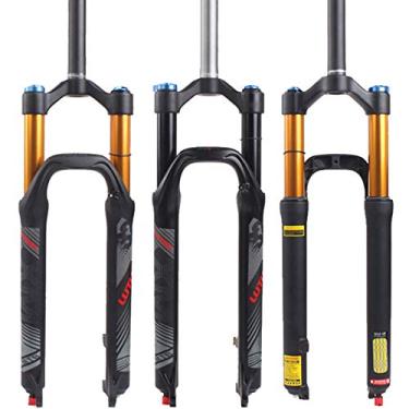 Imagem de BUCKLOS 【 Garfo de suspensão US Stock LUTU 26/27,5/29 Air MTB, tubo reto de ajuste de reposição 28,6 mm QR 9 mm viagem 120 mm manual/parafuso de bloqueio de roda garfos de bicicleta de montanha, choque a gás ultraleve XC, Preto, 26