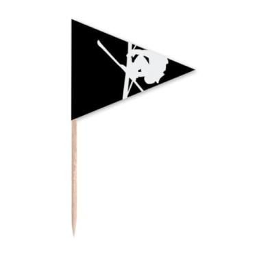 Imagem de Skateboarding Black Sport Outline Toothpick Triangle Cupcake Toppers Flag