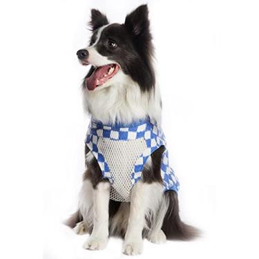 Imagem de cultofmoon Camisa de malha para cães, colete xadrez, camiseta fina para cachorro, sem mangas, leve, roupas para cães de verão