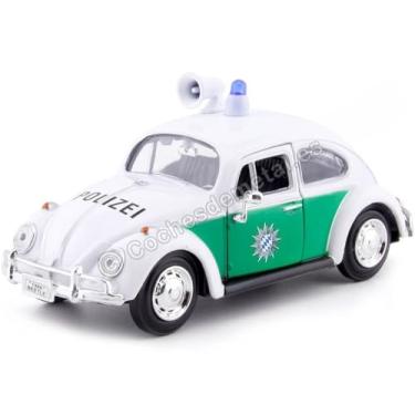 Imagem de 1966 Volkswagen Beetle Polícia alemã Carro Branco e Verde 1/24 Diecast Modelo de Carro por Motormax